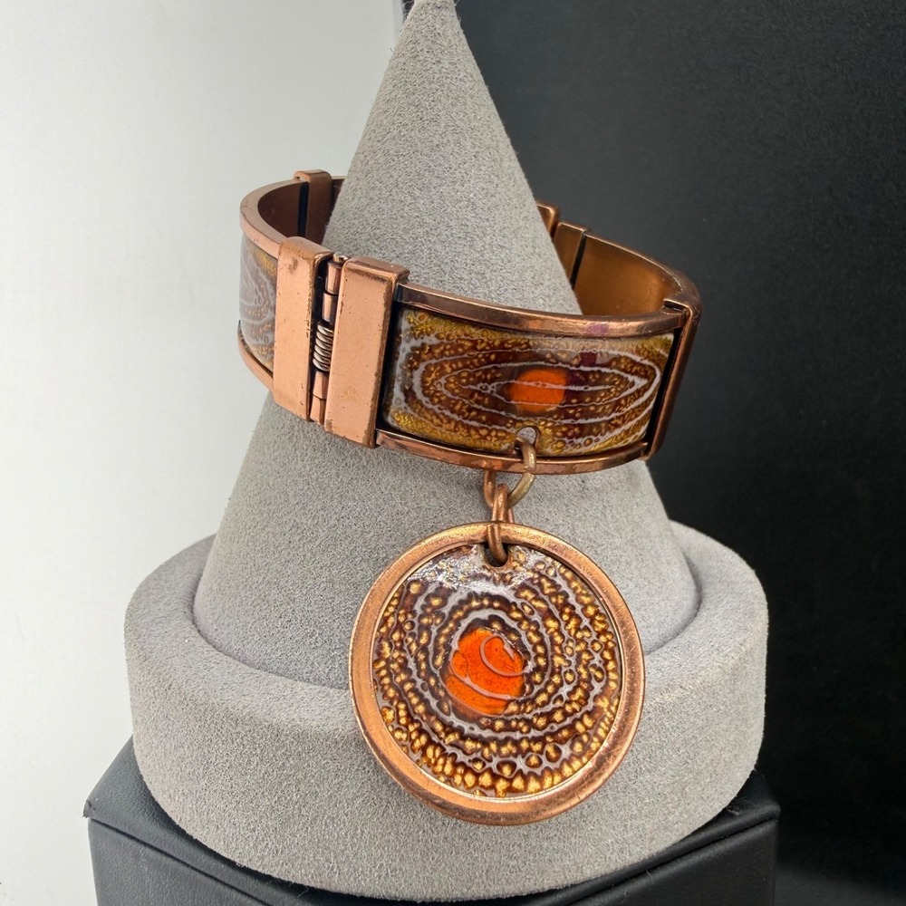 Vintage Matisse Renoir Copper Bracelet Enamel 6"
